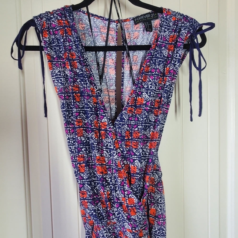 Forever 21, sleeveless multi colored plus size romper 2XL